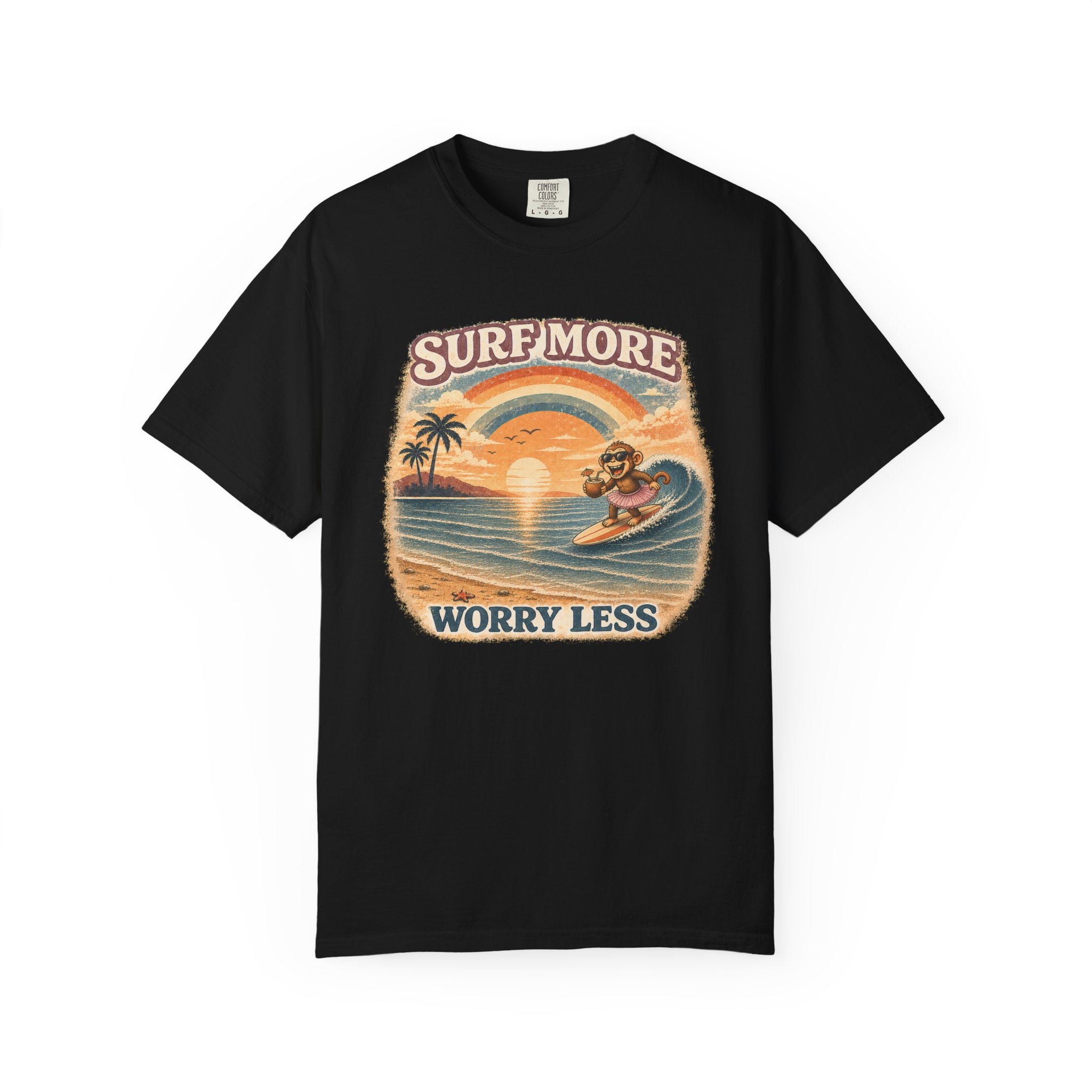 Surf More Worry Less Surf Monkey T-Shirt