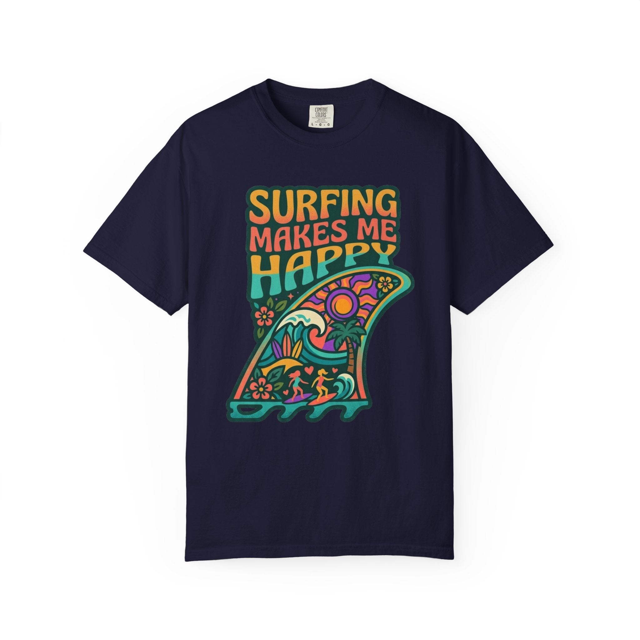 Surfing Makes Me Happy T-Shirt - Retro Surf Fin