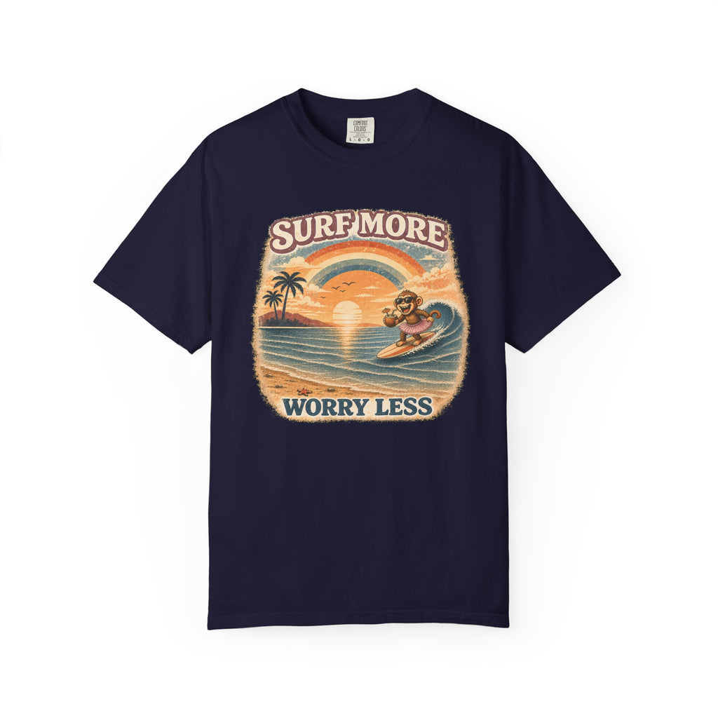 Surf More Worry Less Surf Monkey T-Shirt