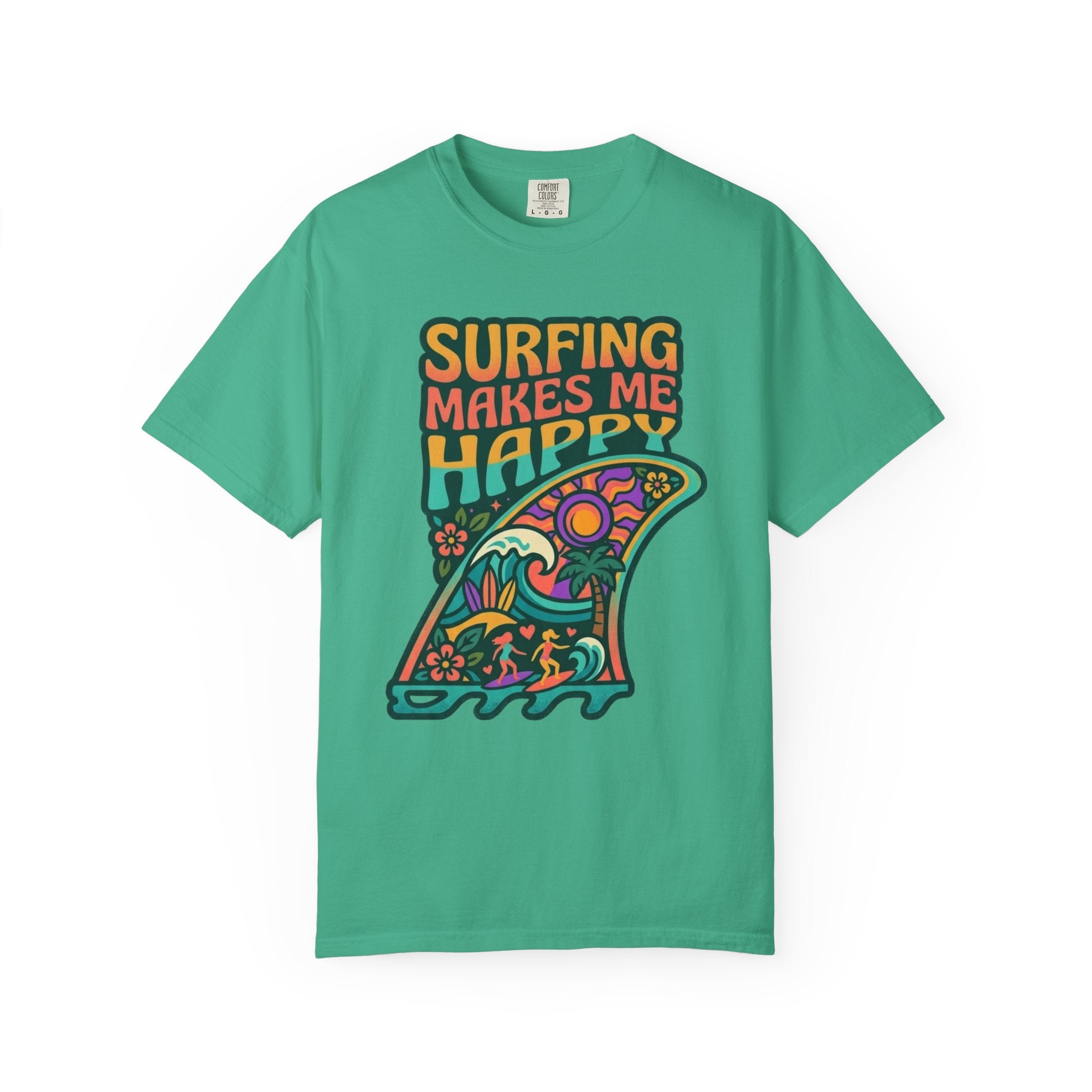 Surfing Makes Me Happy T-Shirt - Retro Surf Fin