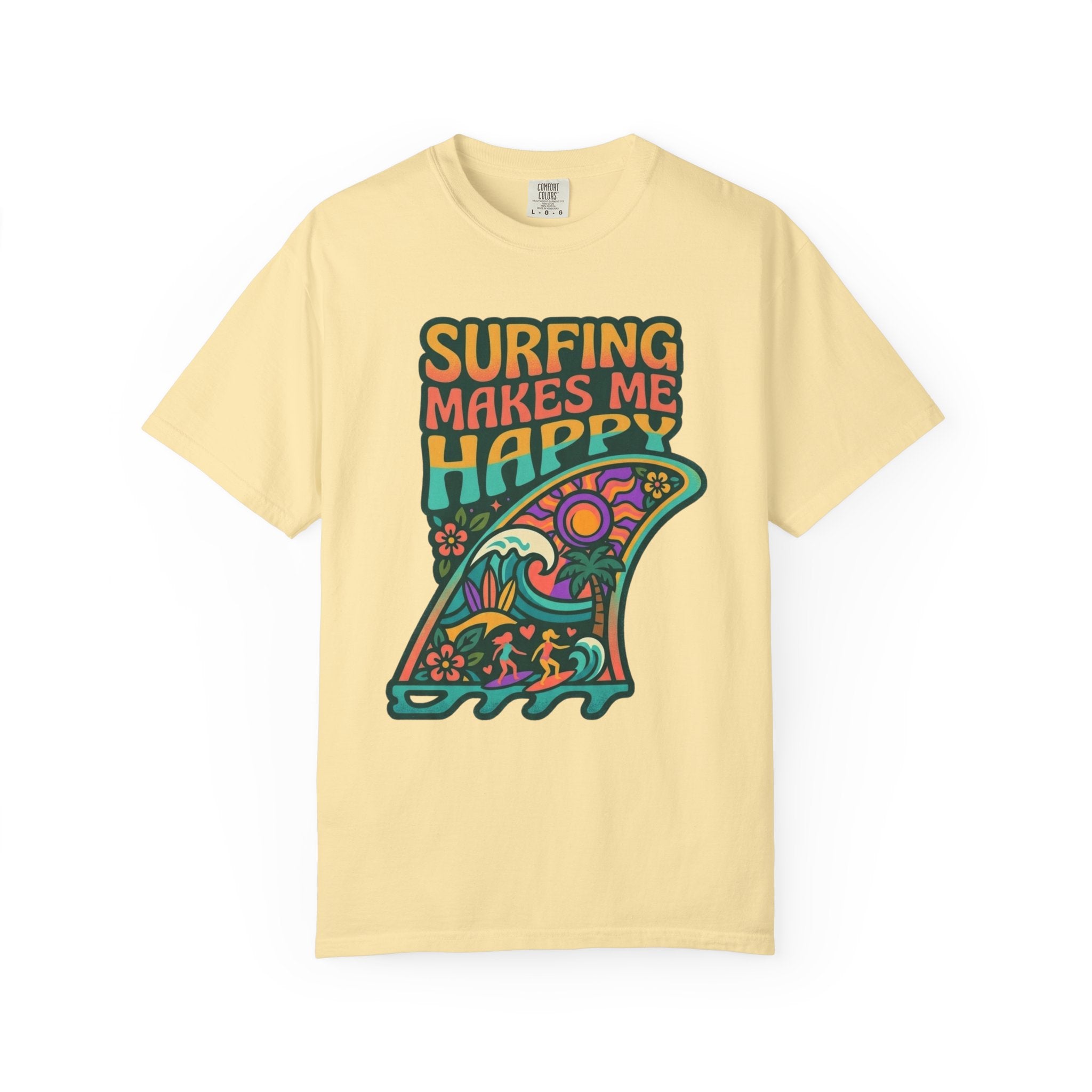Surfing Makes Me Happy T-Shirt - Retro Surf Fin