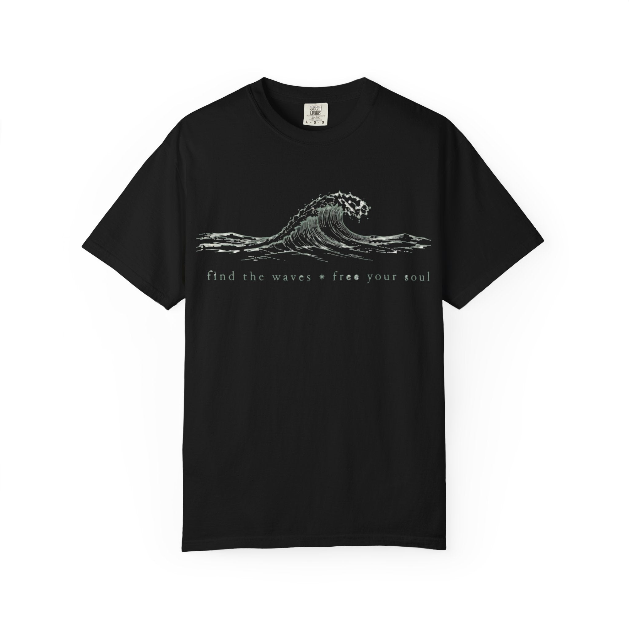 "Find The Waves Free Your Soul" Wave Graphic T-Shirt