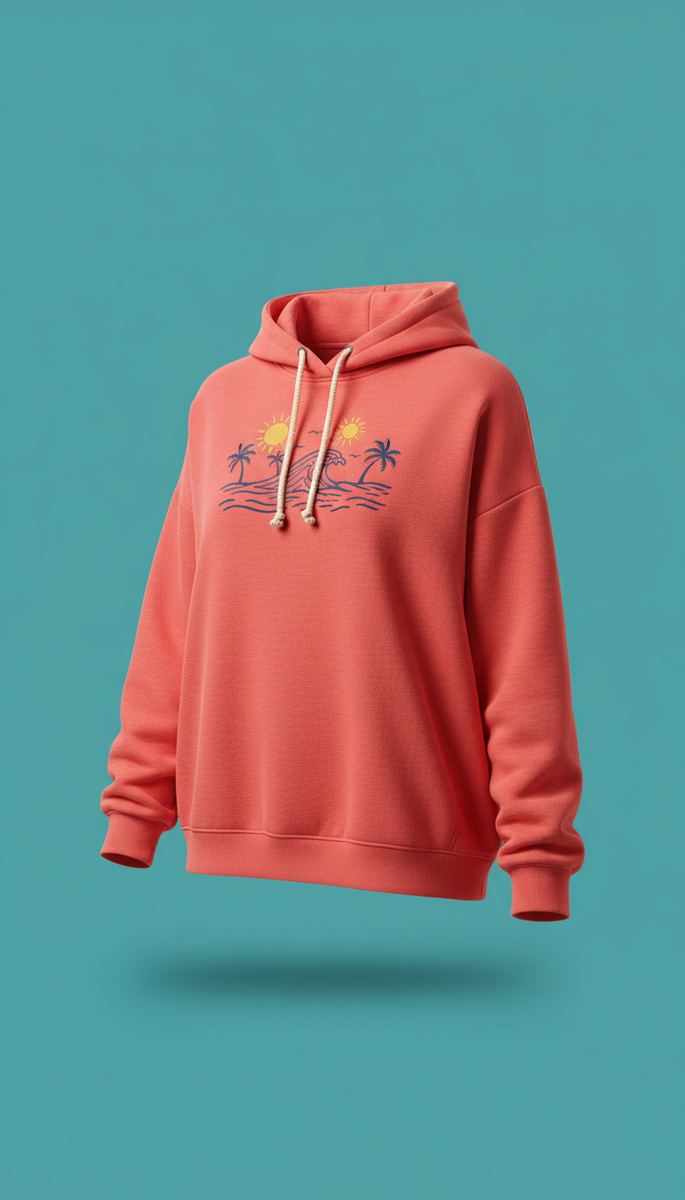 Coral Red Coastal Hoodie