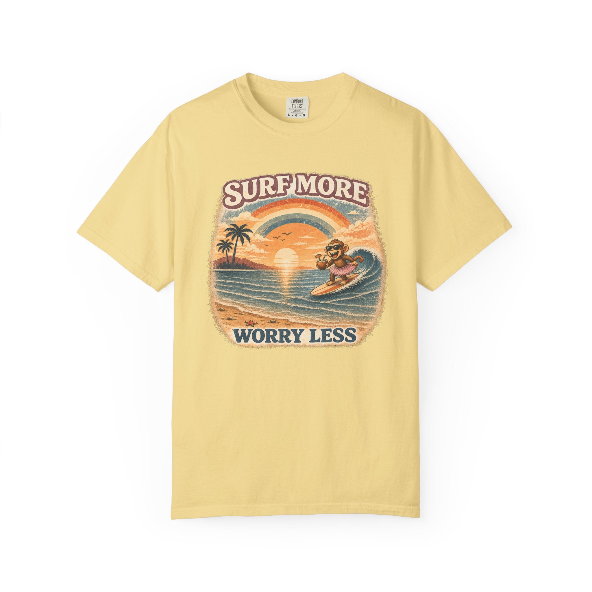Surf More Worry Less Surf Monkey T-Shirt