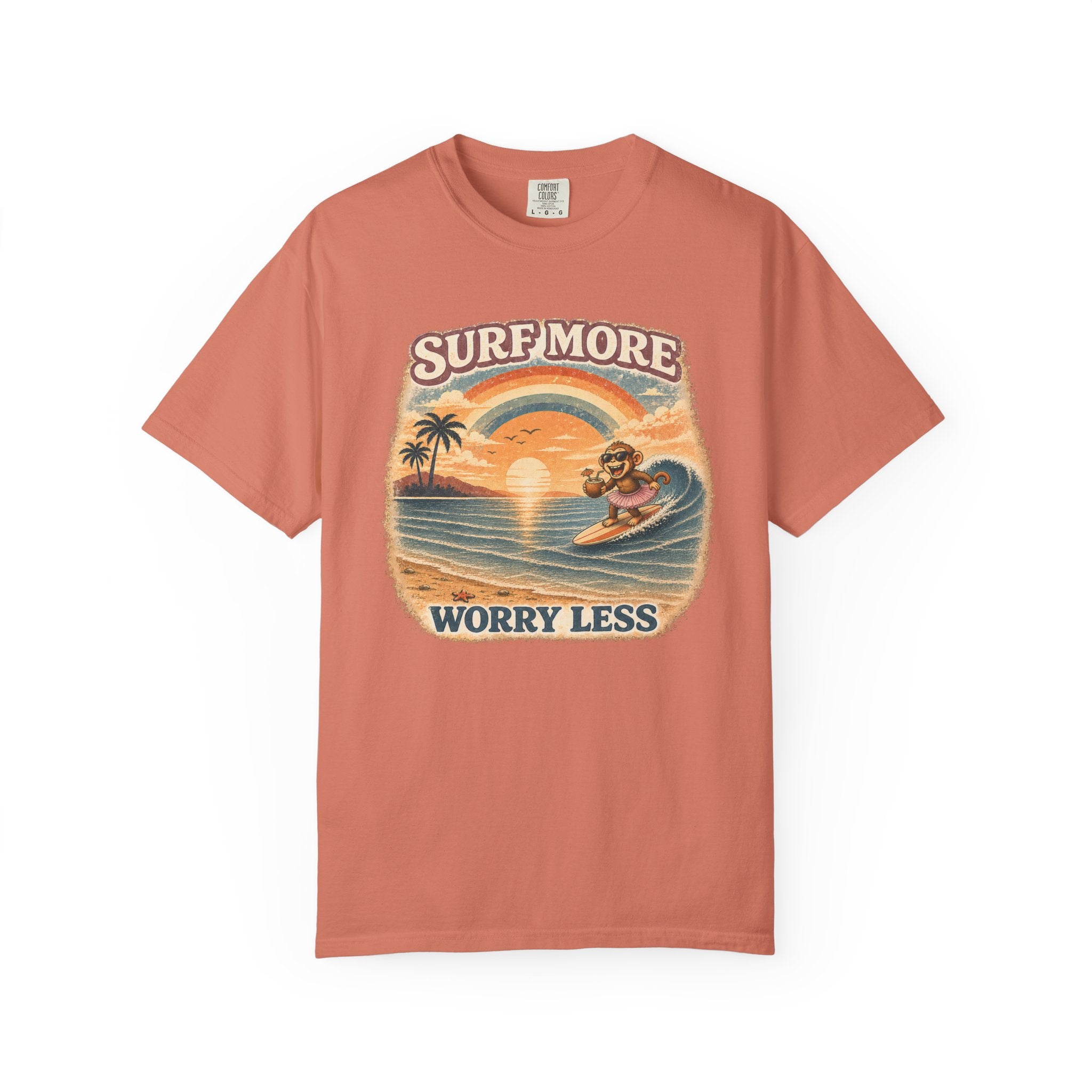Surf More Worry Less Surf Monkey T-Shirt