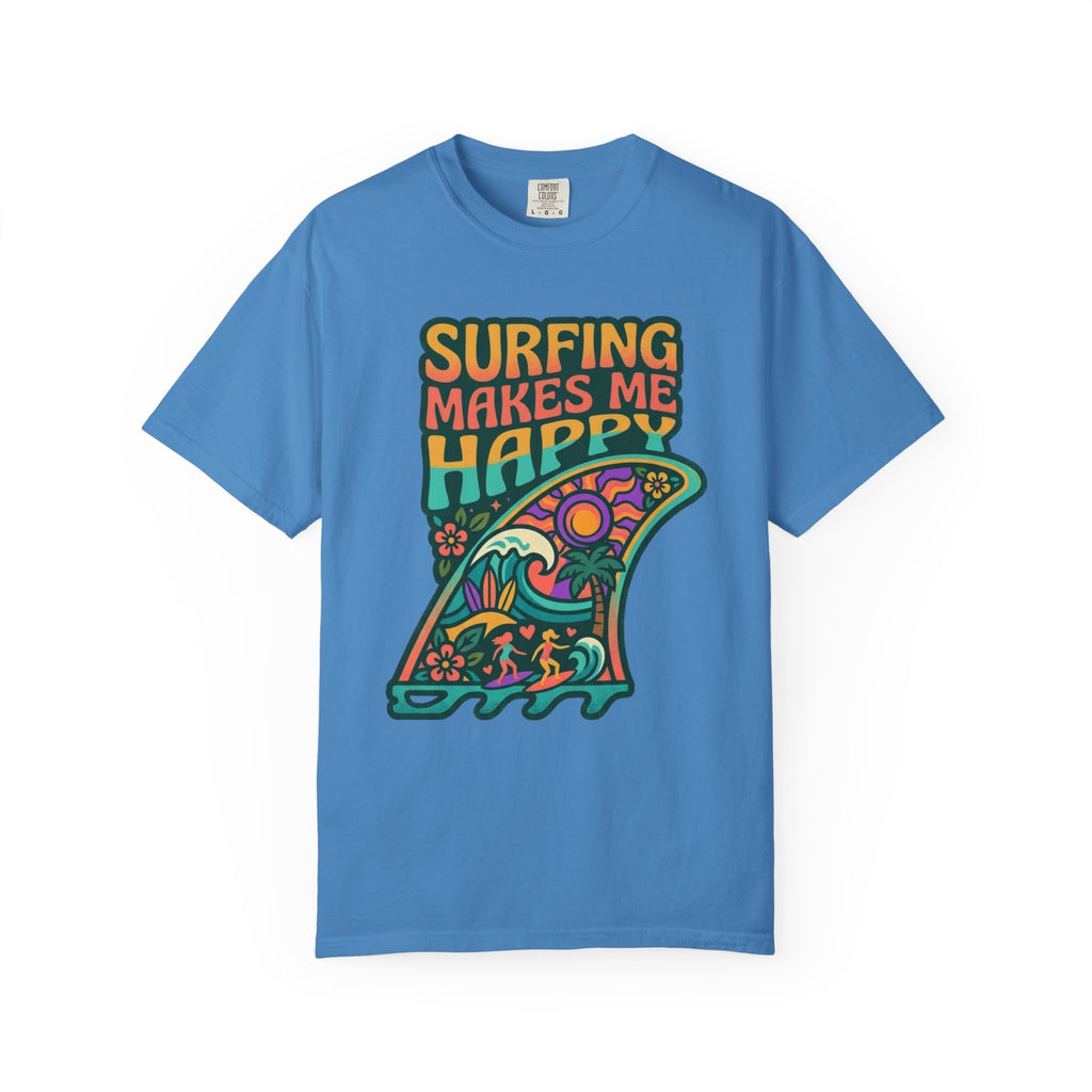 Surfing Makes Me Happy T-Shirt - Retro Surf Fin