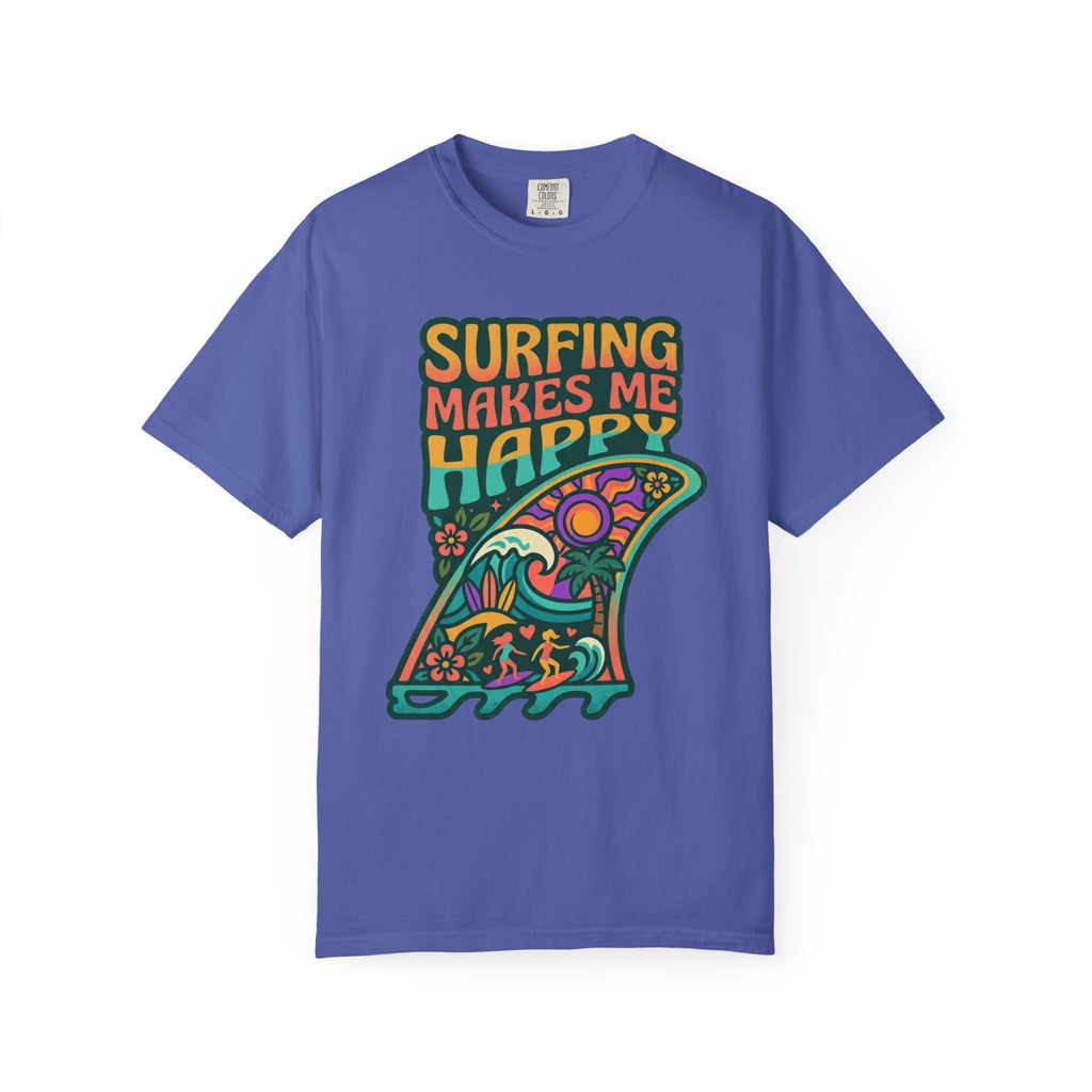 Surfing Makes Me Happy T-Shirt - Retro Surf Fin