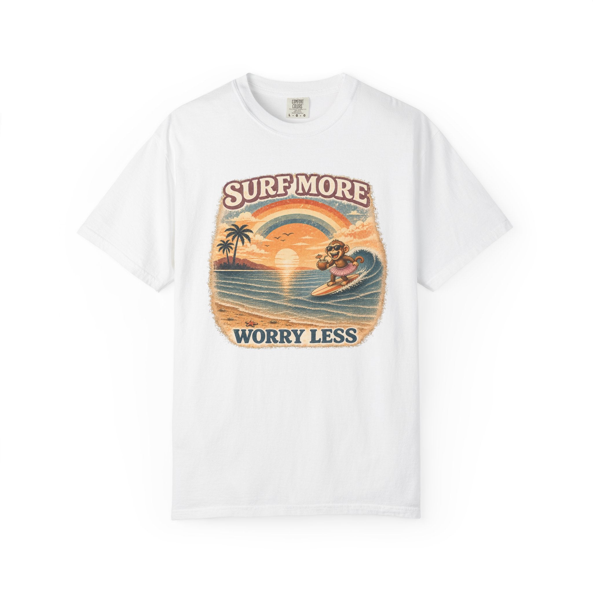 Surf More Worry Less Surf Monkey T-Shirt