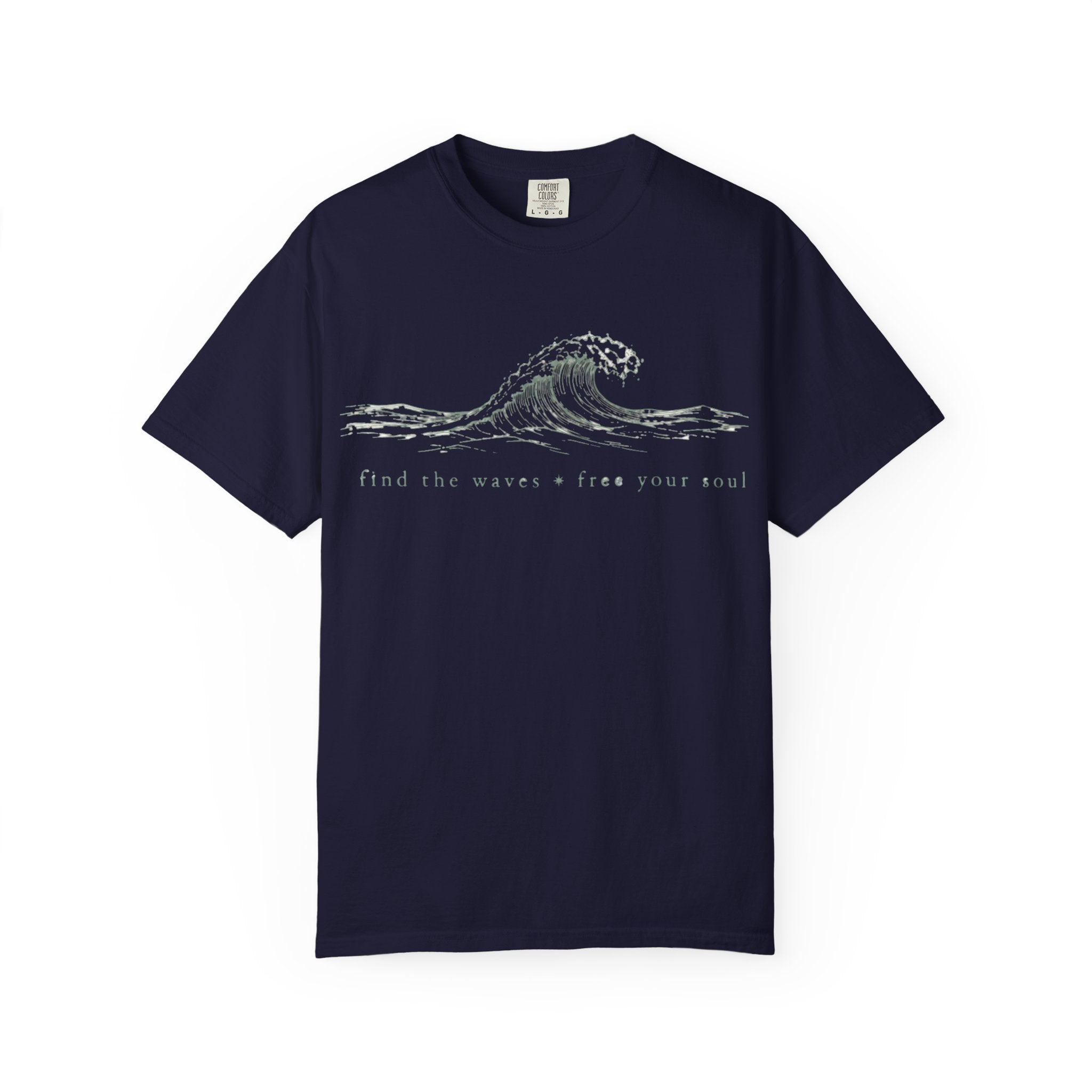 "Find The Waves Free Your Soul" Wave Graphic T-Shirt
