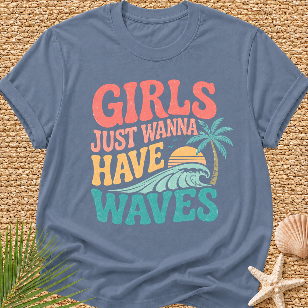Girls Just Wanna Have Waves Groovy T-Shirt