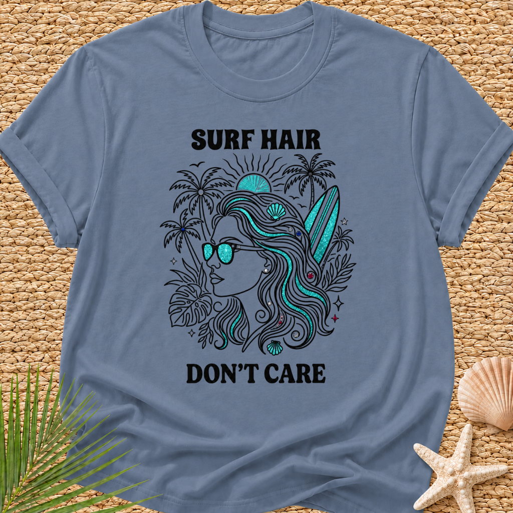 Surf Hair Don't Care Bling Bling T-Shirt
