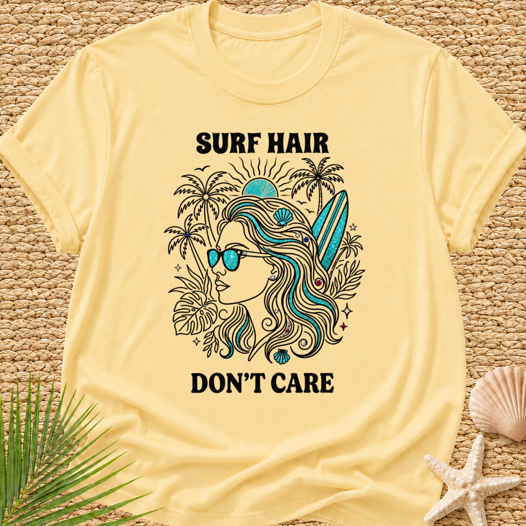 Surf Hair Don't Care Bling Bling T-Shirt