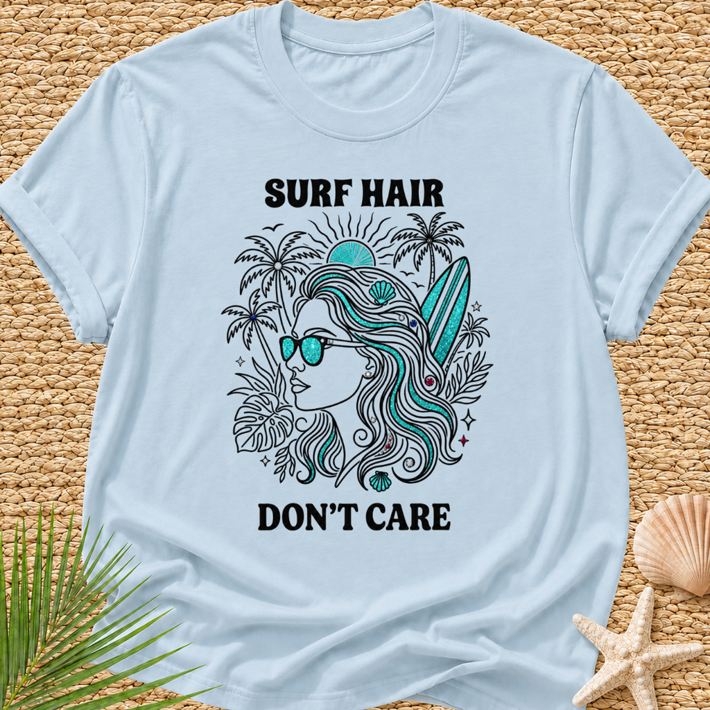 Surf Hair Don't Care Bling Bling T-Shirt