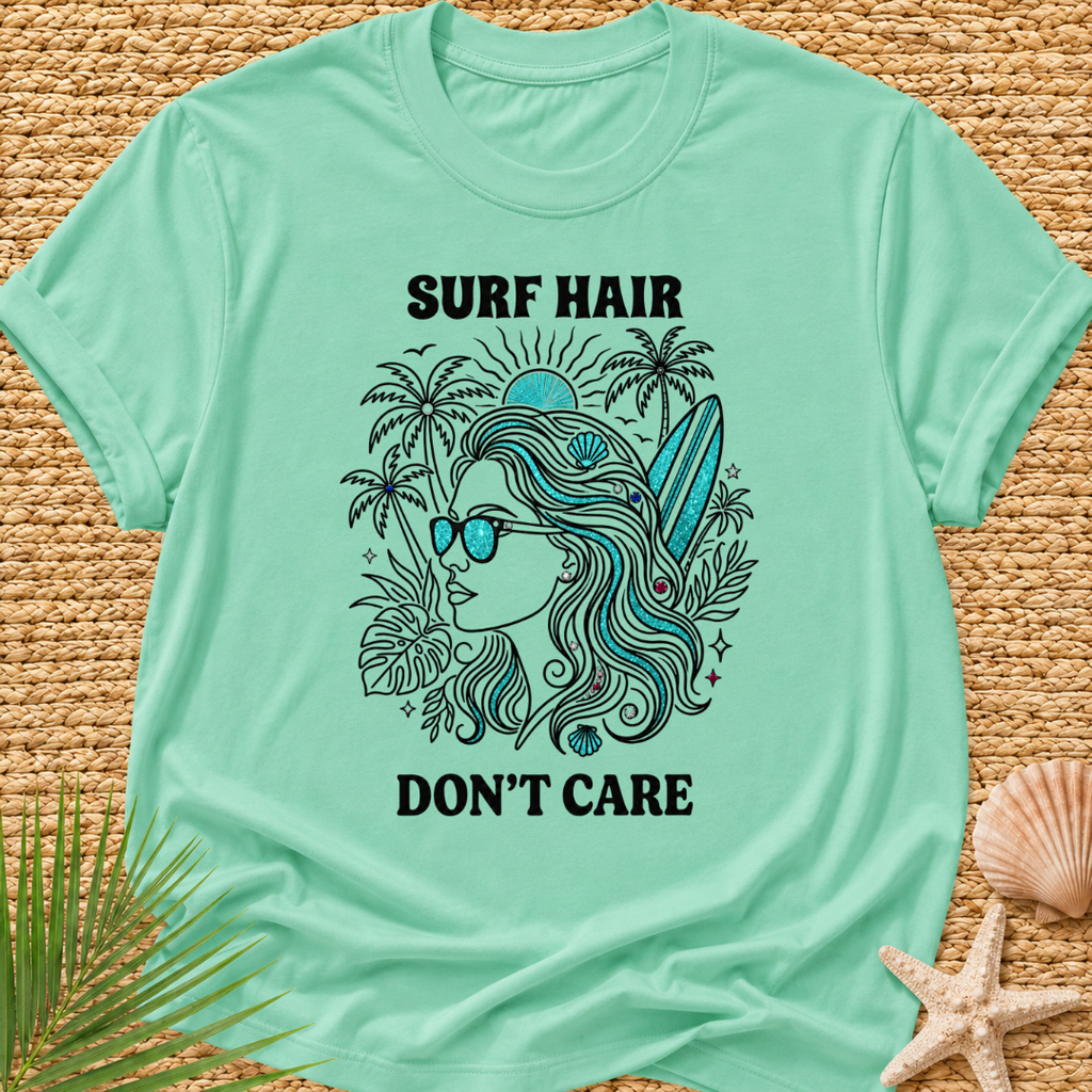 Surf Hair Don't Care Bling Bling T-Shirt