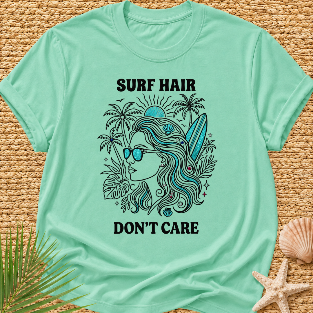 Surf Hair Don't Care Bling Bling T-Shirt