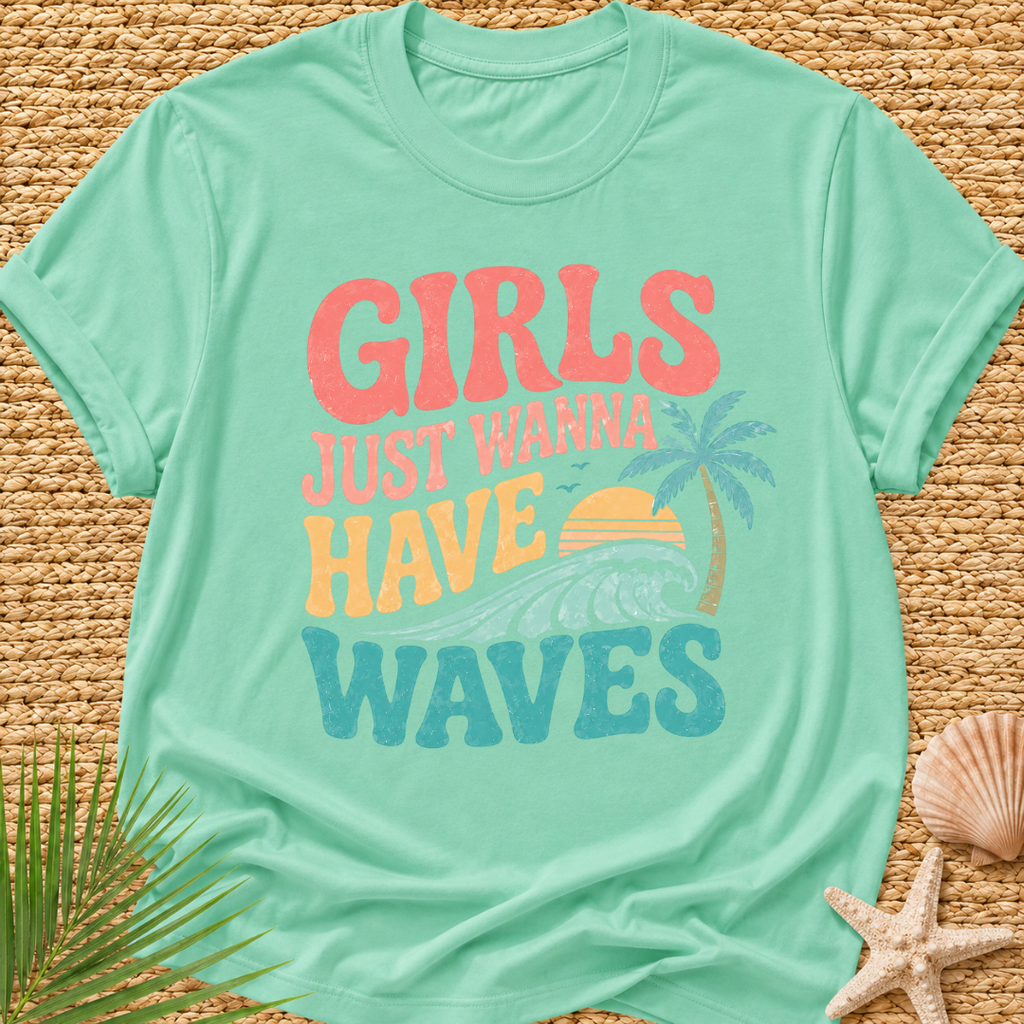 Girls Just Wanna Have Waves Groovy T-Shirt