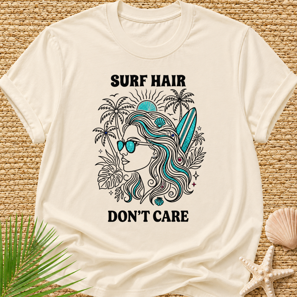 Surf Hair Don't Care Bling Bling T-Shirt