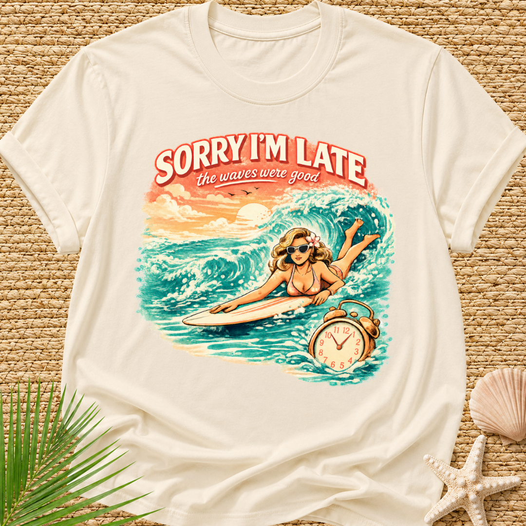 Sorry I'm Late, The Waves Were Good Vintage T-Shirt