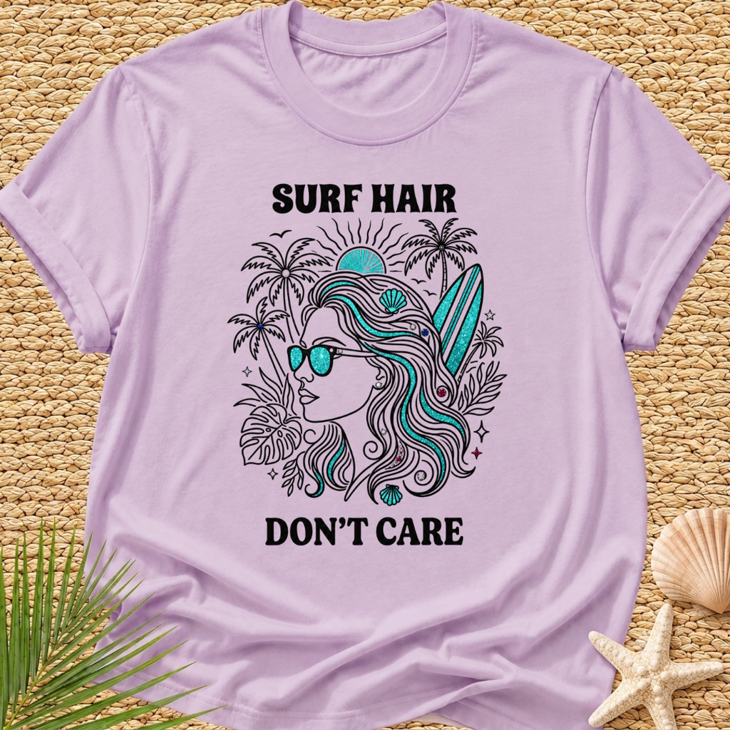 Surf Hair Don't Care Bling Bling T-Shirt