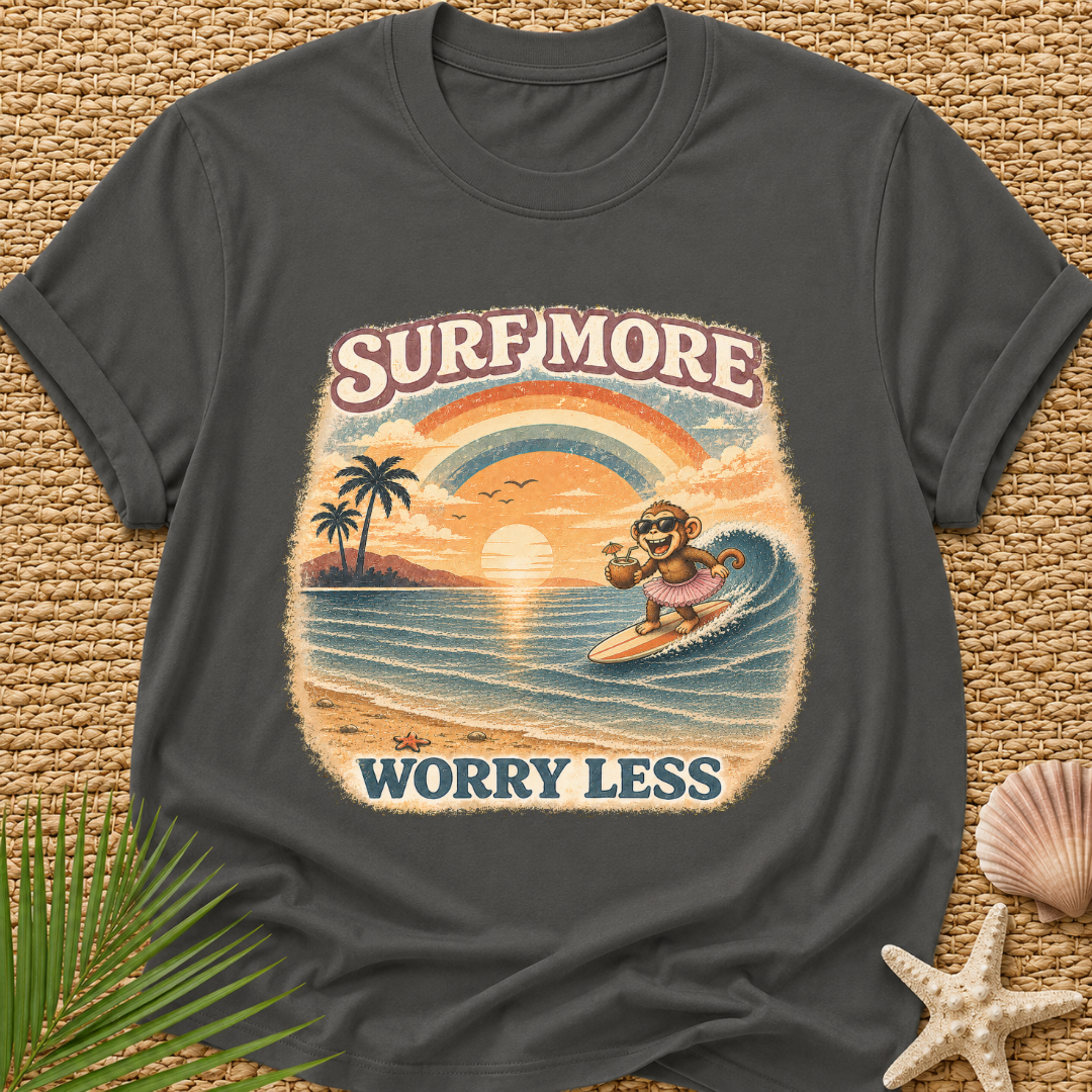 Surf More Worry Less Surf Monkey T-Shirt