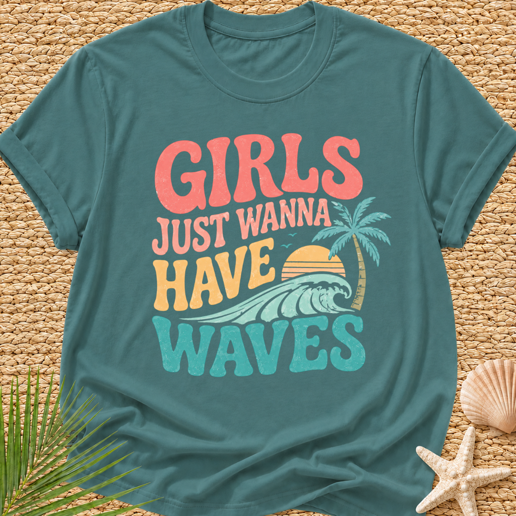 Girls Just Wanna Have Waves Groovy T-Shirt