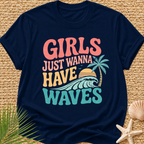 Girls Just Wanna Have Waves Groovy T-Shirt