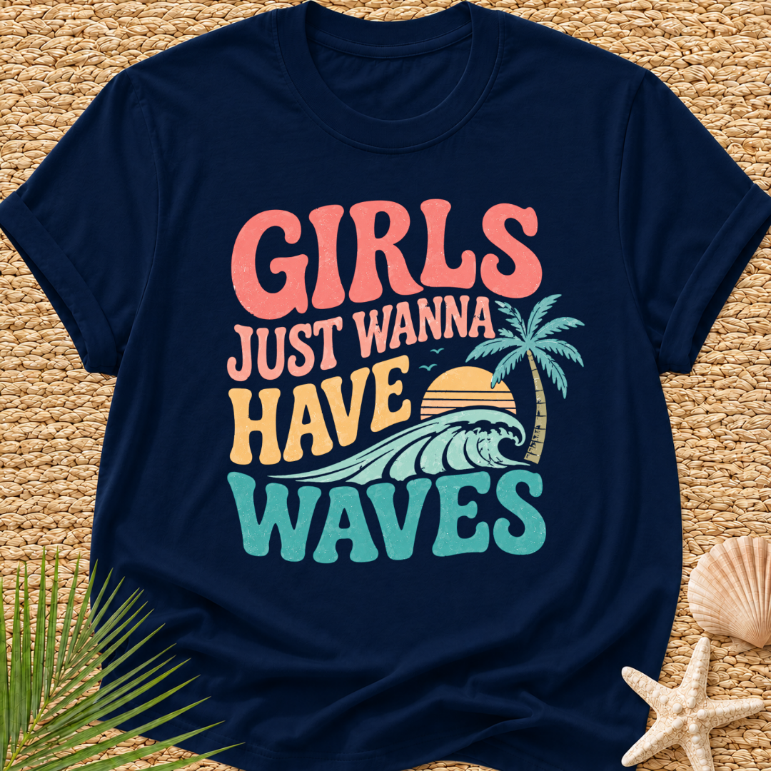Girls Just Wanna Have Waves Groovy T-Shirt